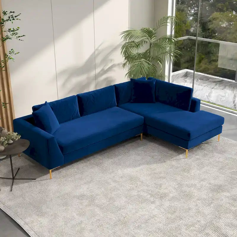 Mae Velvet Corner Sectional Sofa in Mid-Century Modern Style - image 9