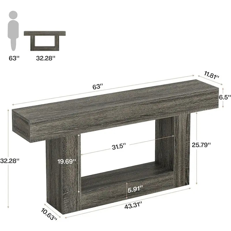 Rustic 2-Tier Entryway Table for Living Room, Hallway, and Foyer - image 20