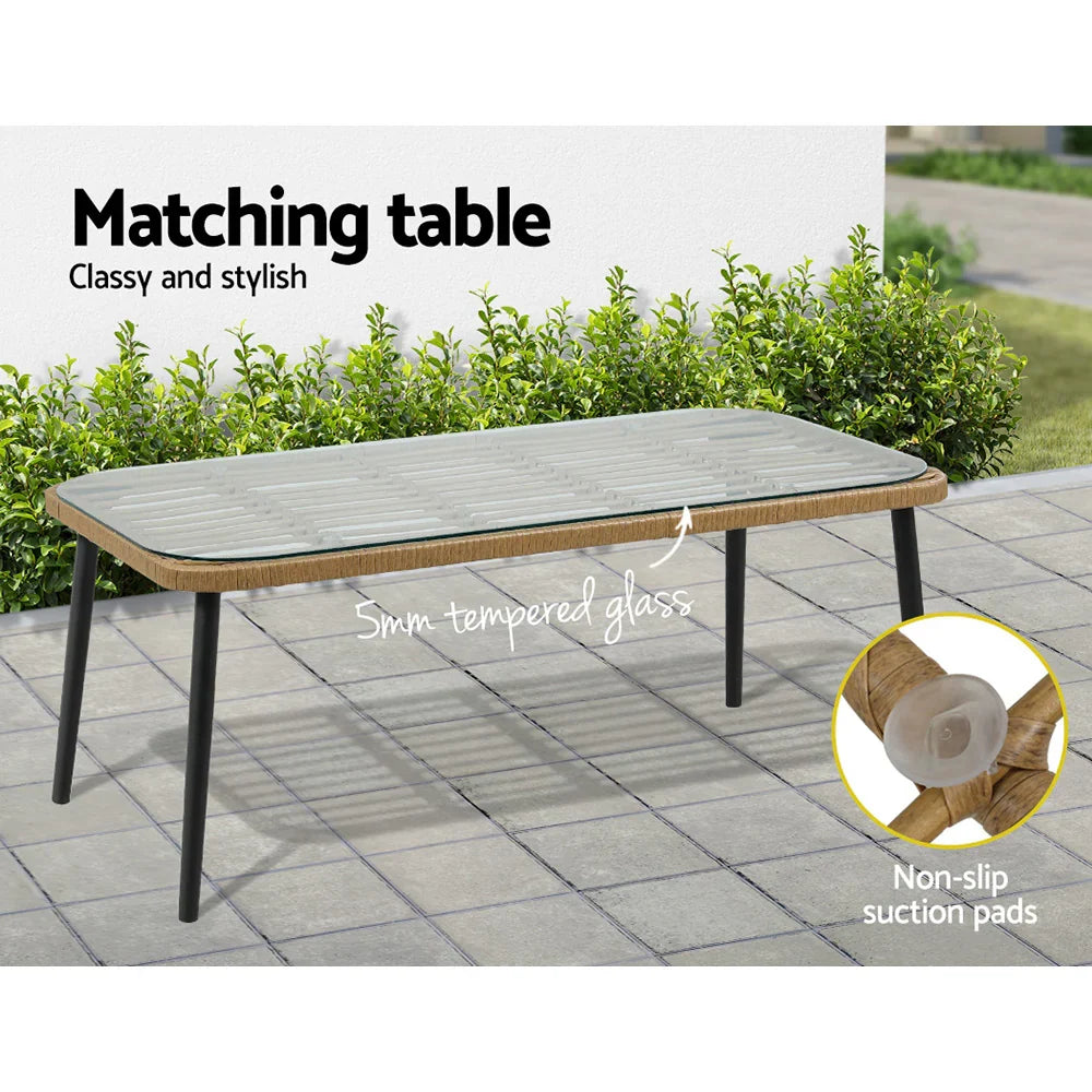 Gardeon 4-Piece Outdoor Sofa Set Rattan Lounge Setting Table Chairs - image 7