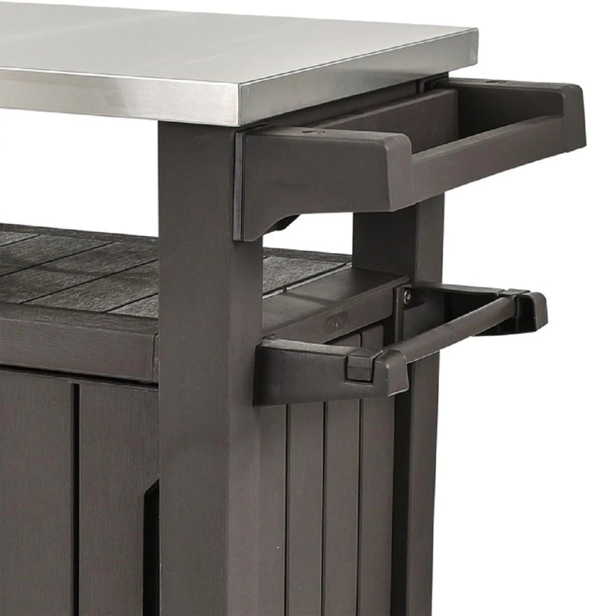 Keter Unity XL Outdoor Durable Kitchen Rolling Bar Cart with Storage Cabinet, Brown - image 8