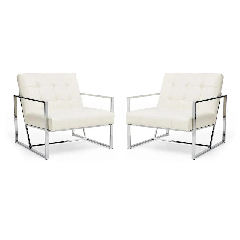 Glitzhome Set of 2 Mid-Century Tufted Accent Chairs in 29.25W PU Leather - image 33