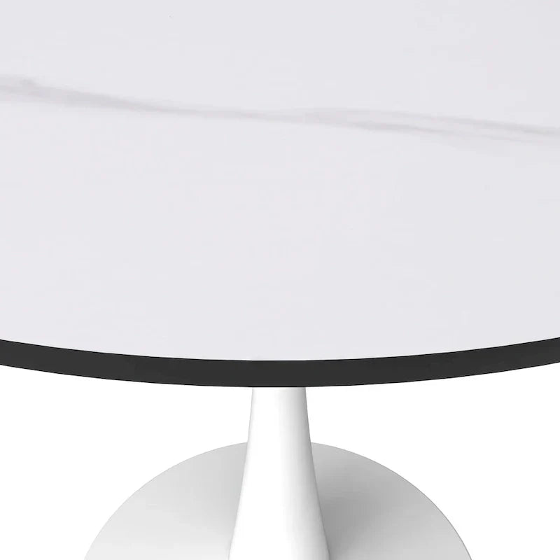 Bristol 35-Inch Round Dining Table for 4 with Sintered Stone Top and White Stainless Steel Pedestal Base - image 20
