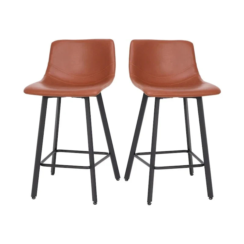 Pair of Armless Upholstered Metal Counter Stools - image 33