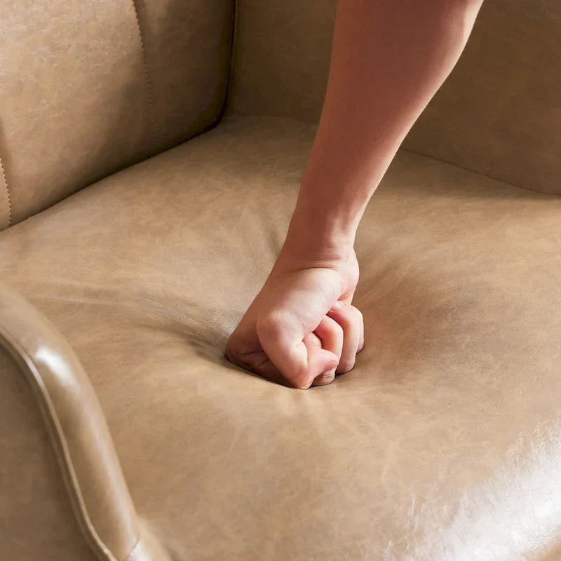 Set of 2 High-Back Tufted Accent Chairs in Cream, Brown, and Taupe - image 19