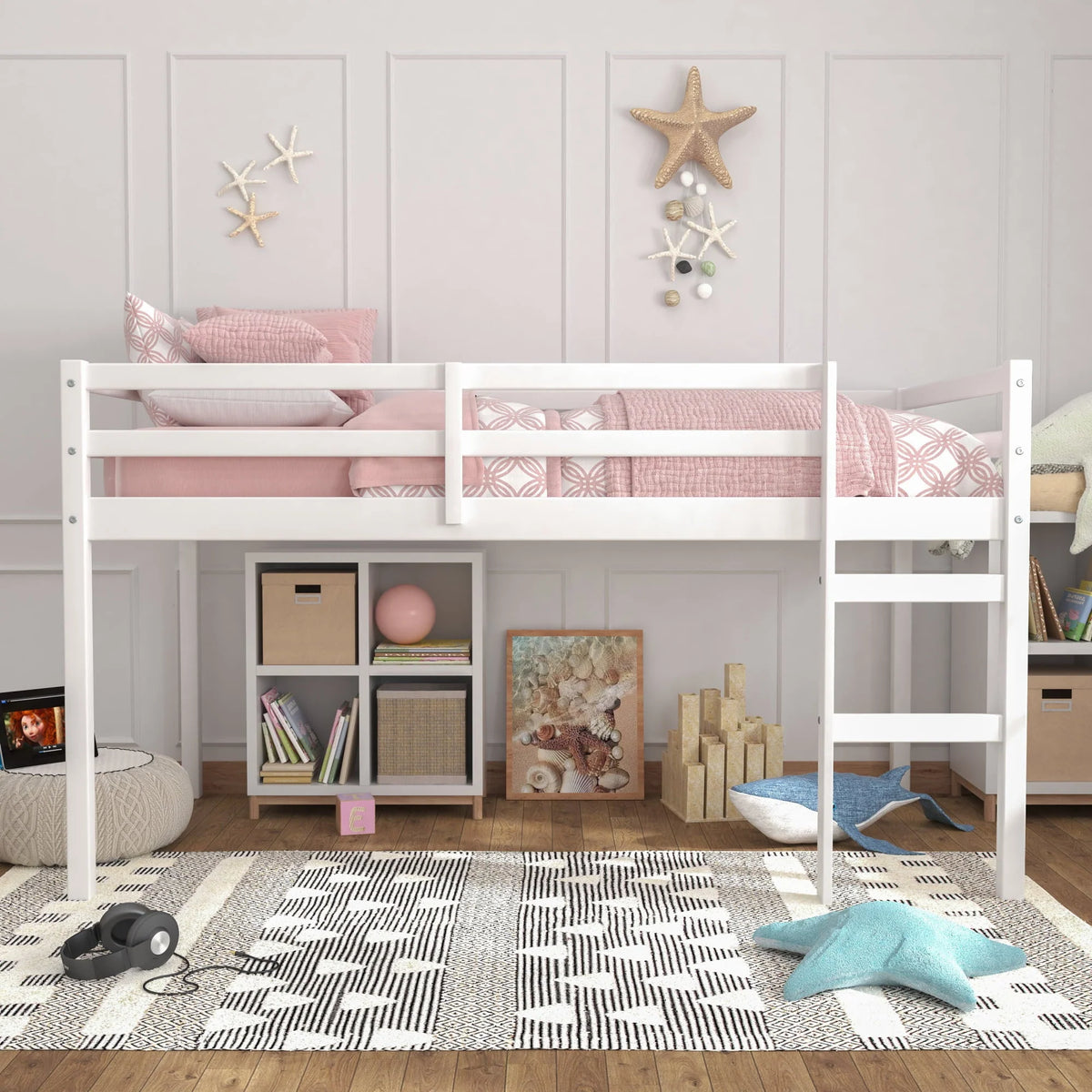 Hillsdale Campbell Wood Twin Junior Loft Bunk Bed, White - image 6