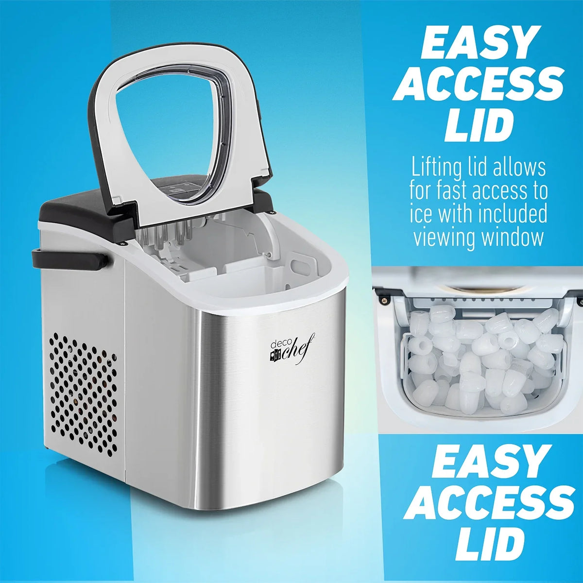 Deco Compact Countertop Ice Maker, 26LBs in 24HRs, 9 Bullet Ice Cubes Ready in 6 Minutes, Stainless Steel - image 7
