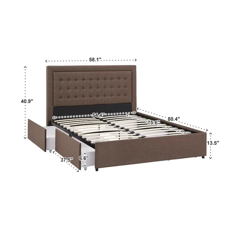 iNSPIRE Q Classic Arlert Tufted Linen Headboard Storage Platform Bed - image 10