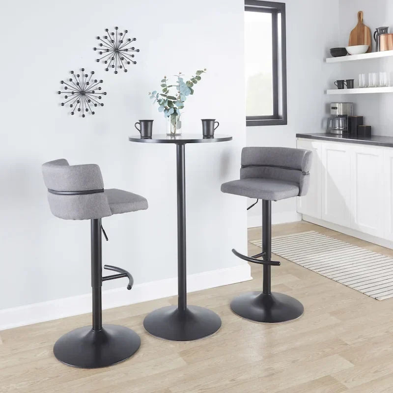 Set of 2 Silver Orchid Lena Adjustable Bar Stools with Rounded T Footrest - image 18