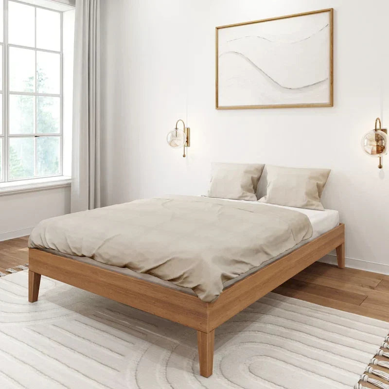 Full-Size Platform Bed with Plank and Beam Design - image 22