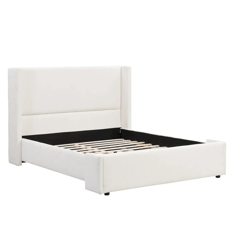 Upholstered Platform Bed with Wingback Headboard and Slat Support - image 9