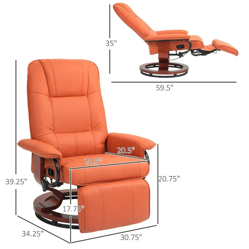 HomCom Faux Leather Adjustable Manual Swivel Base Recliner Chair with Comfortable and Relaxing Footrest - image 38