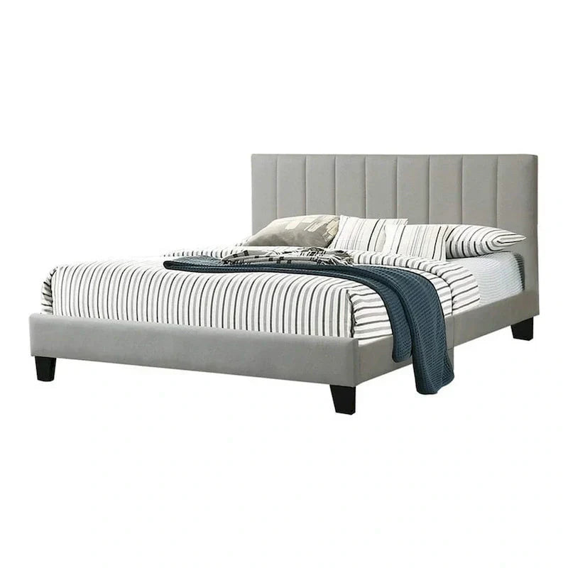 Eve California King Bed with Deep Channel Tufting in Light Gray Upholstery - image 2