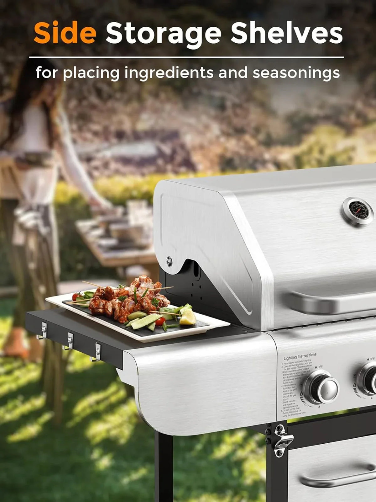 4-Burner BBQ Propane Gas Grill, 44000 BTU - image 6