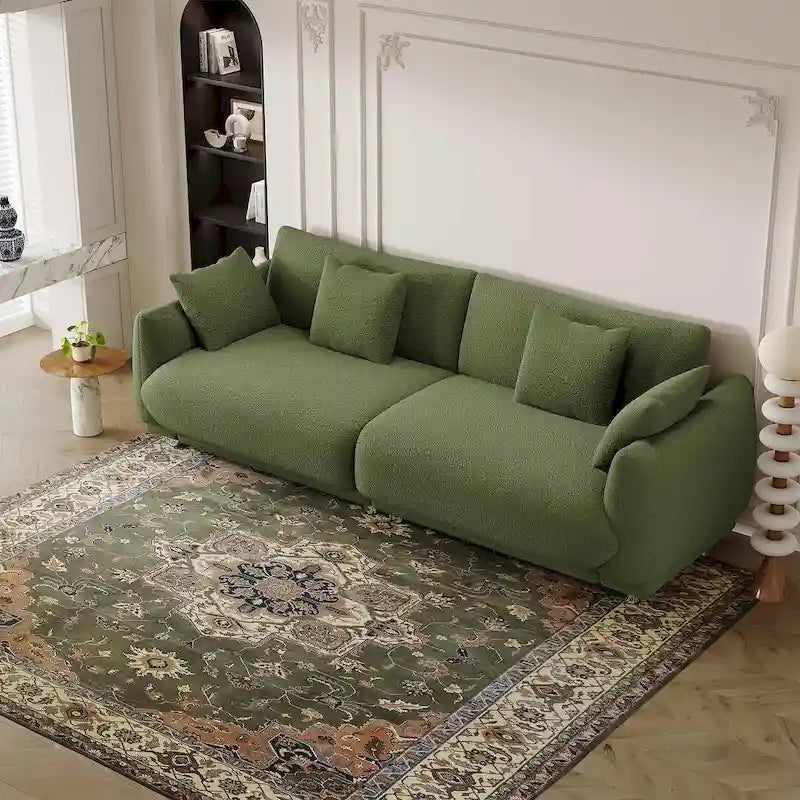 86.6" Contemporary Teddy Velvet Triple Sofa with 4 Cushions and Metal Legs - image 4
