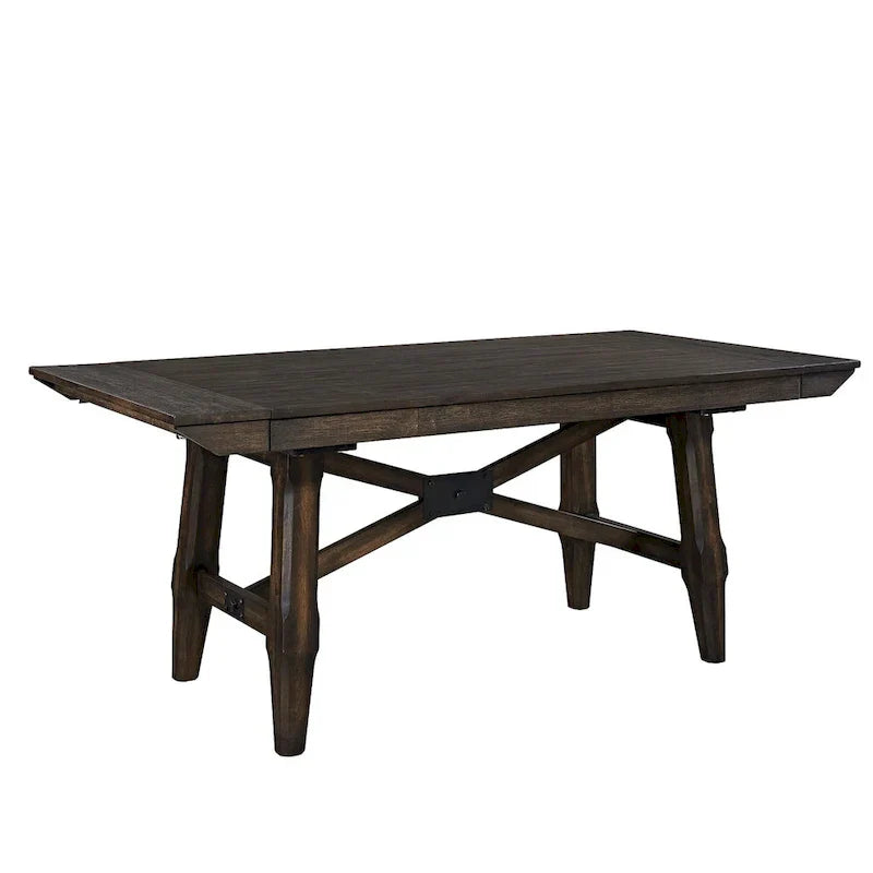 7-Piece Trestle Table Set with Double Bridge in Dark Chestnut - image 3
