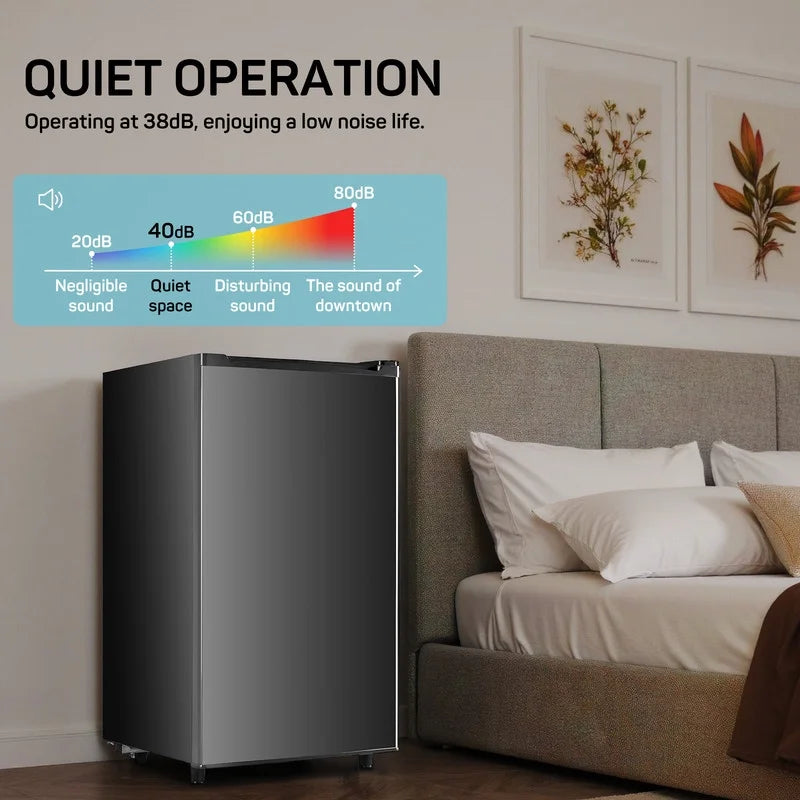 Sybels 3.2 Cu.Ft Mini Fridge with Freezer, Compact Single Door, Adjustable Thermostat & Low Noise, Perfect for Bedroom, Dorm, Office, Black - image 6