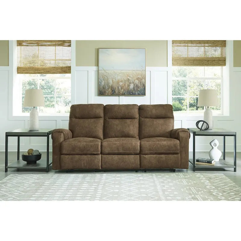 Signature Design by Ashley Edenwold Brown Reclining Sofa - Dimensions: 86" W x 40" D x 40" H - image 1