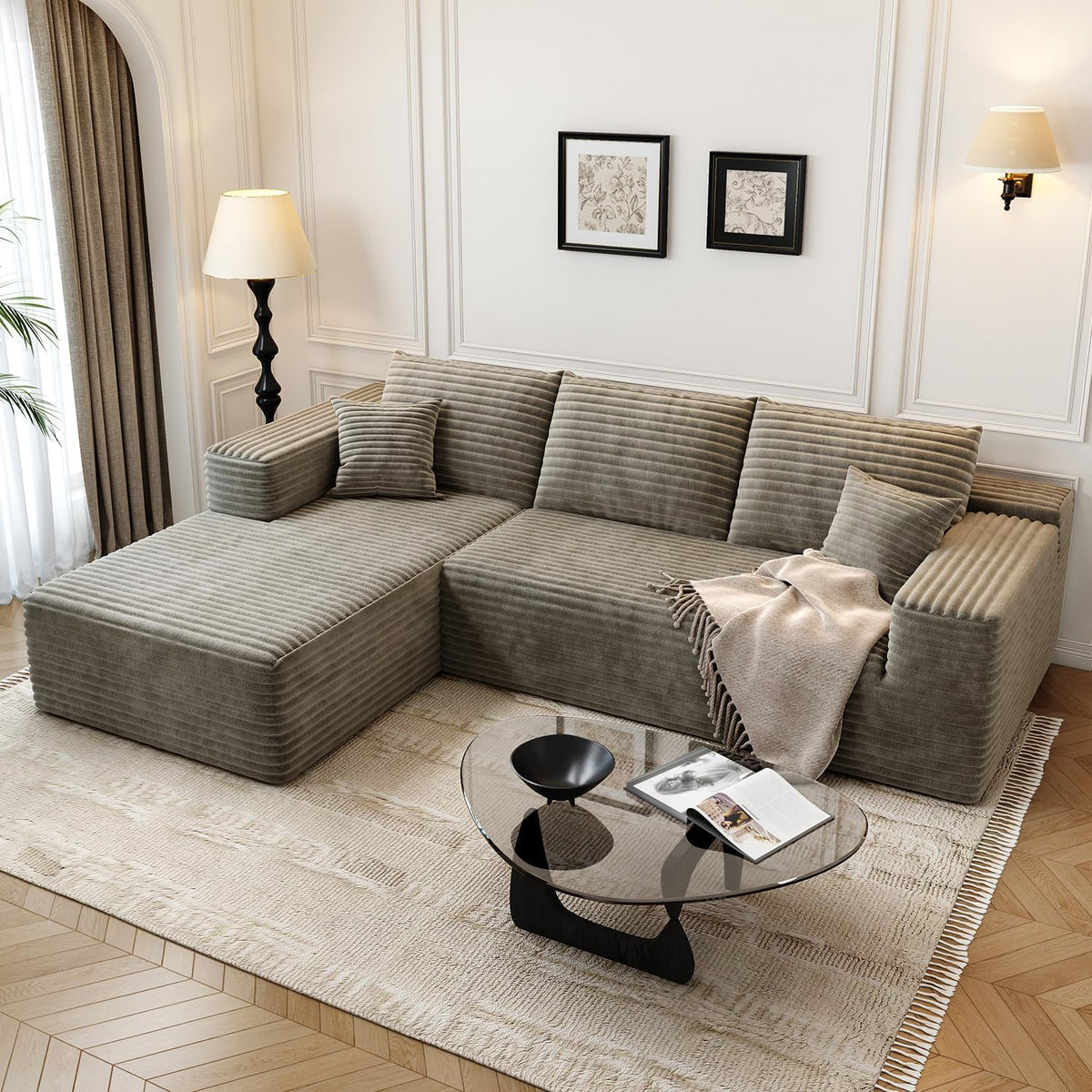 107.5" Cloud Modular Sectional Sofa Couch with L-Shape Chaise,Modern Minimalist Upholstered Couches for Living Room Bedroom,Deep Seat Corner Couch .No Assembly Required (Black,Left Facing Chaise) - image 3