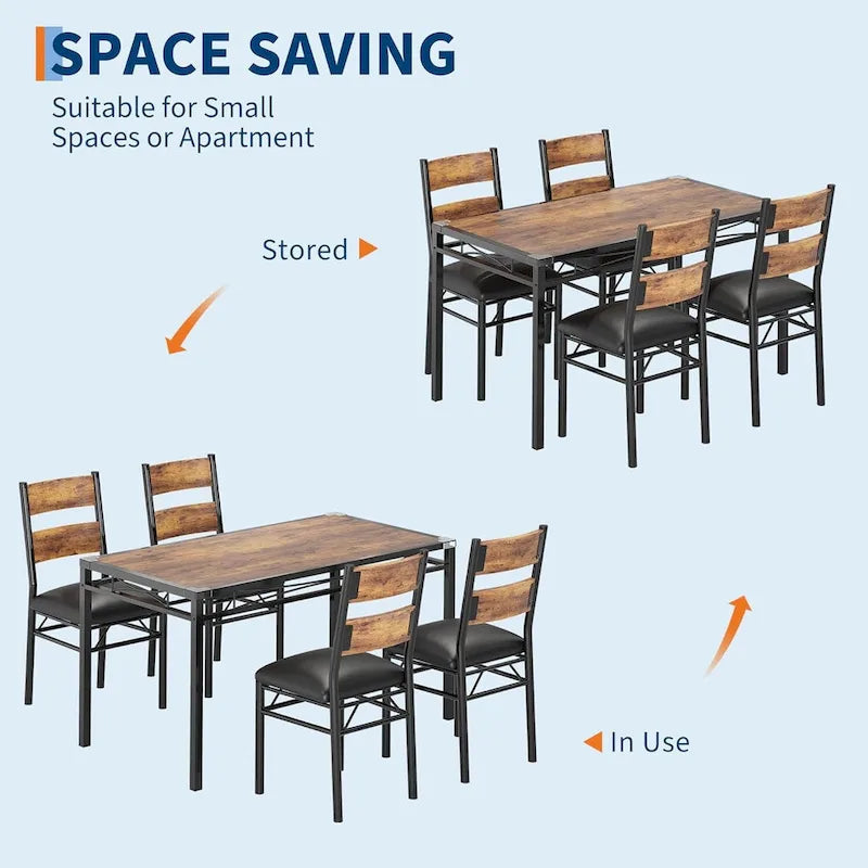 5-Piece Dining Table Set for 4 – Space-Saving Kitchen Set with Upholstered Chairs - image 8