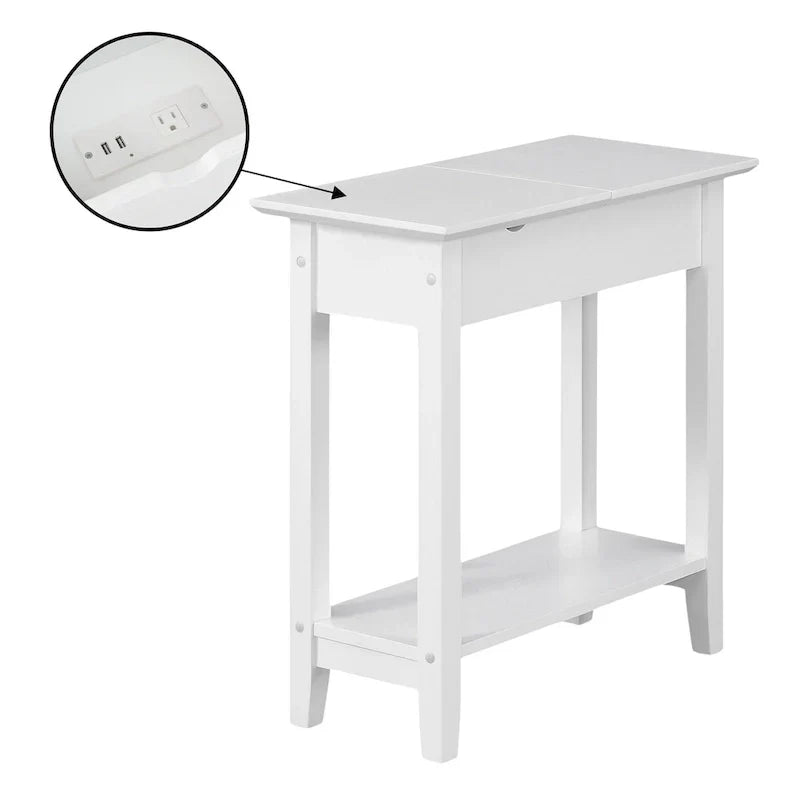 American Heritage Flip Top End Table with Charging Station and Shelf by Convenience Concepts - image 15