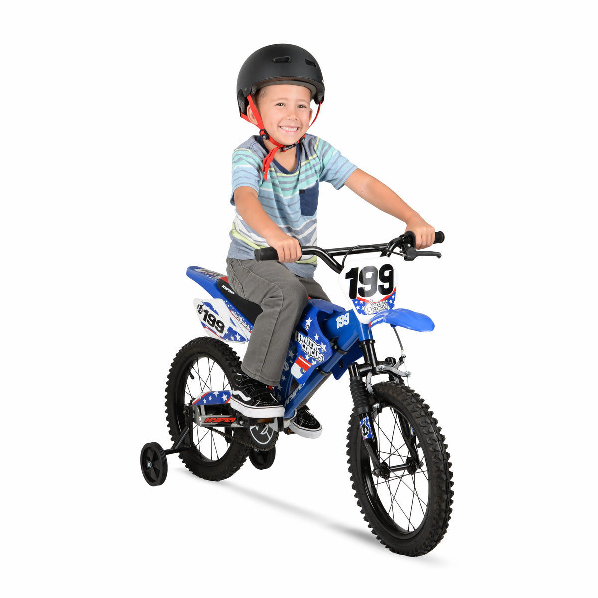 16" Hyper Bicycles Nitro Circus Motobike, Blue, Unisex, Child, Kids Age 4-8 Years - image 4
