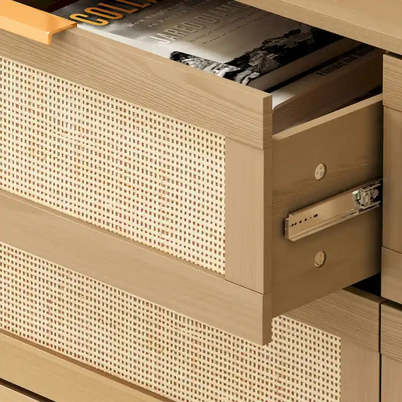 6-Drawer Rattan Wood Dresser - image 4