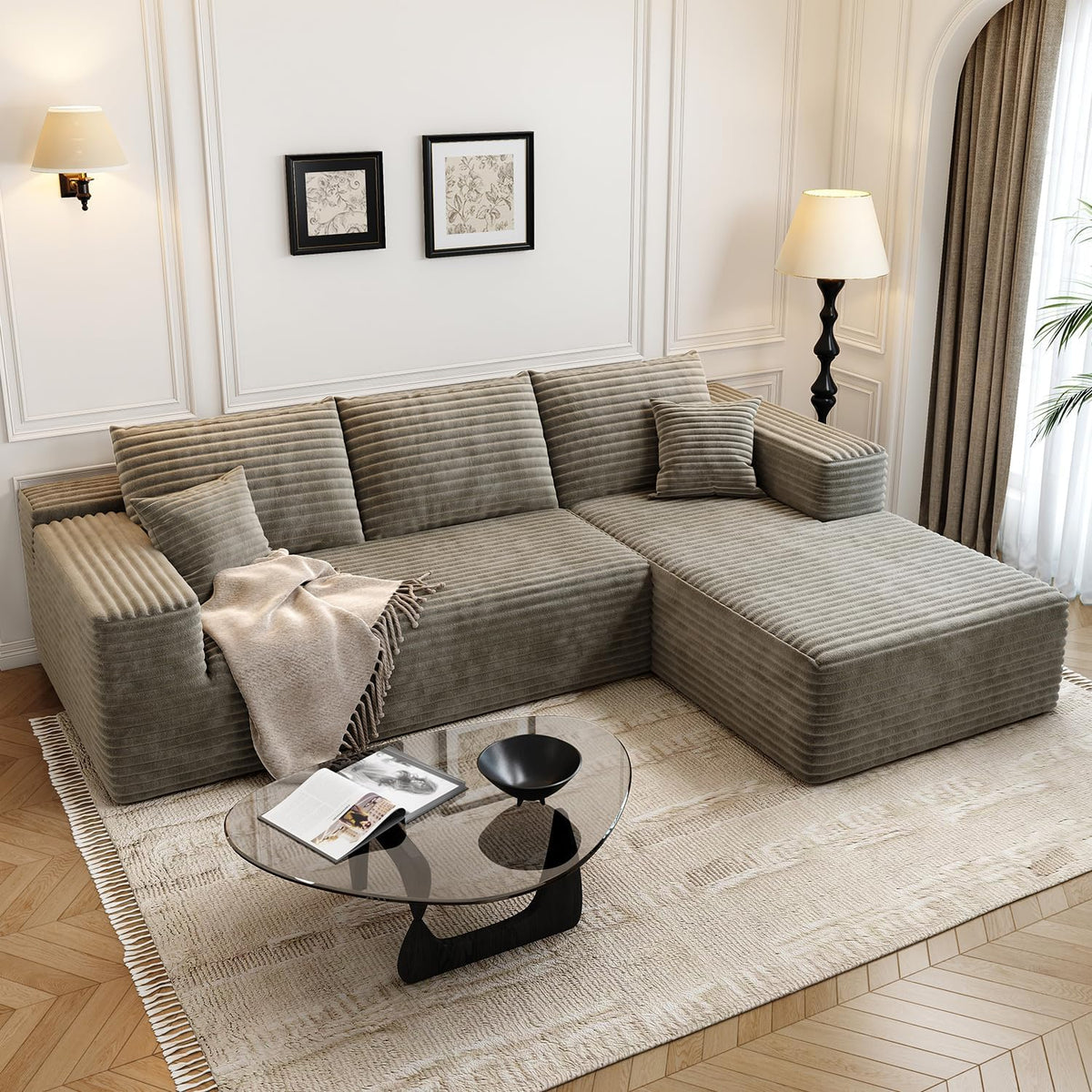 107.5" Cloud Modular Sectional Sofa Couch with L-Shape Chaise,Modern Minimalist Upholstered Couches for Living Room Bedroom,Deep Seat Corner Couch .No Assembly Required (Black,Left Facing Chaise) - image 23