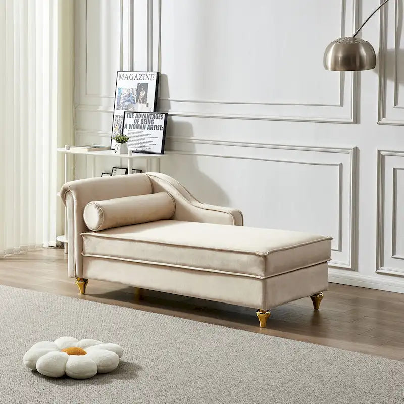 Contemporary Velvet Chaise Lounge Chair with Storage - image 27