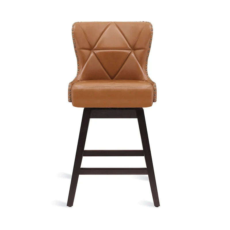 LUE BONA Set of 4 Mid-Century Modern 26-Inch Swivel Counter Stools with Faux Leather and Fabric Upholstery for Kitchen Island - image 3
