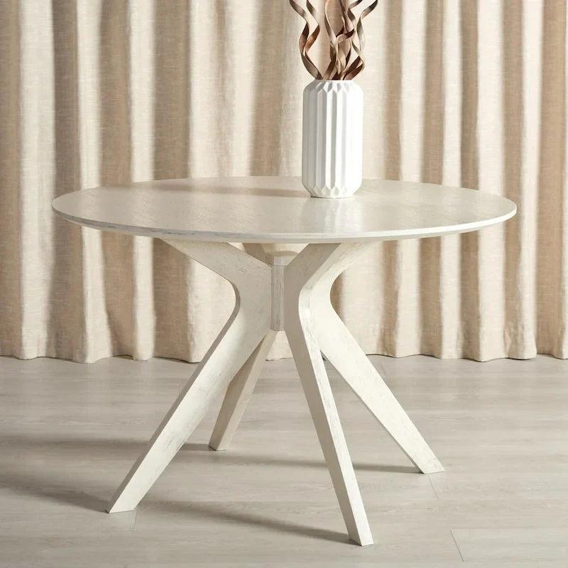 Round Dining Table with Wooden Base for Kitchen and Dining Room - image 1