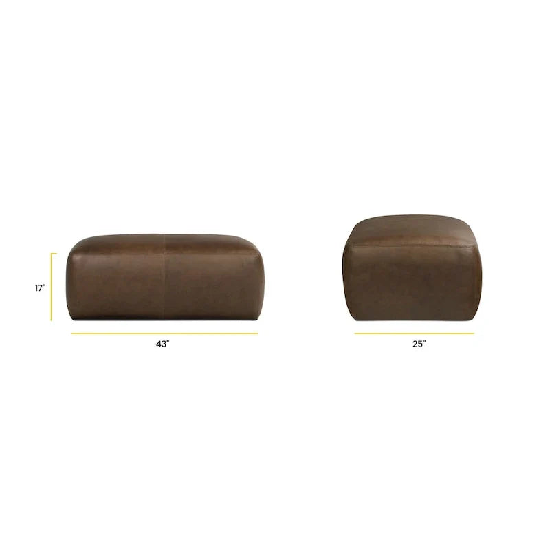 Poly & Bark Denver Leather Ottoman - Authentic Full Grain Italian Leather - image 30