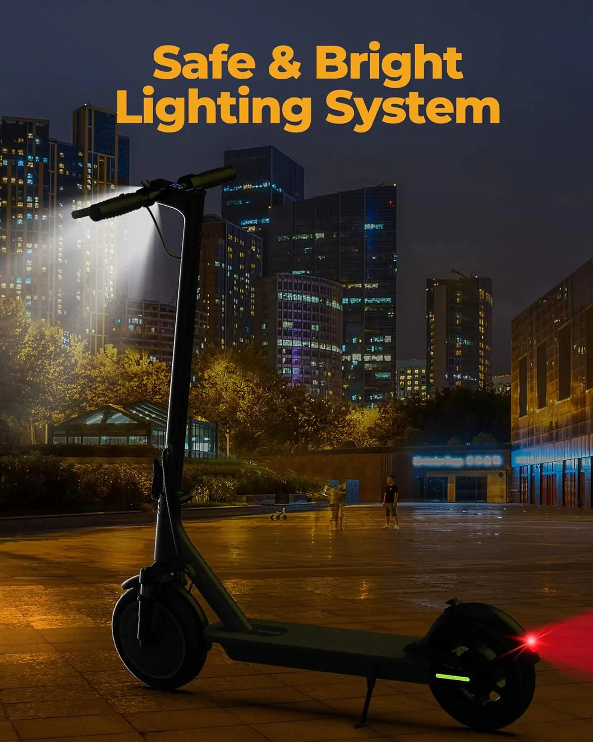 Electric Scooter - 8.5" Solid Tires, 350W Motor, Up to 19 MPH and 21-23 Miles Long-Range Portable Foldable Commuting Scooter for Adults with Double Braking System and App - image 20