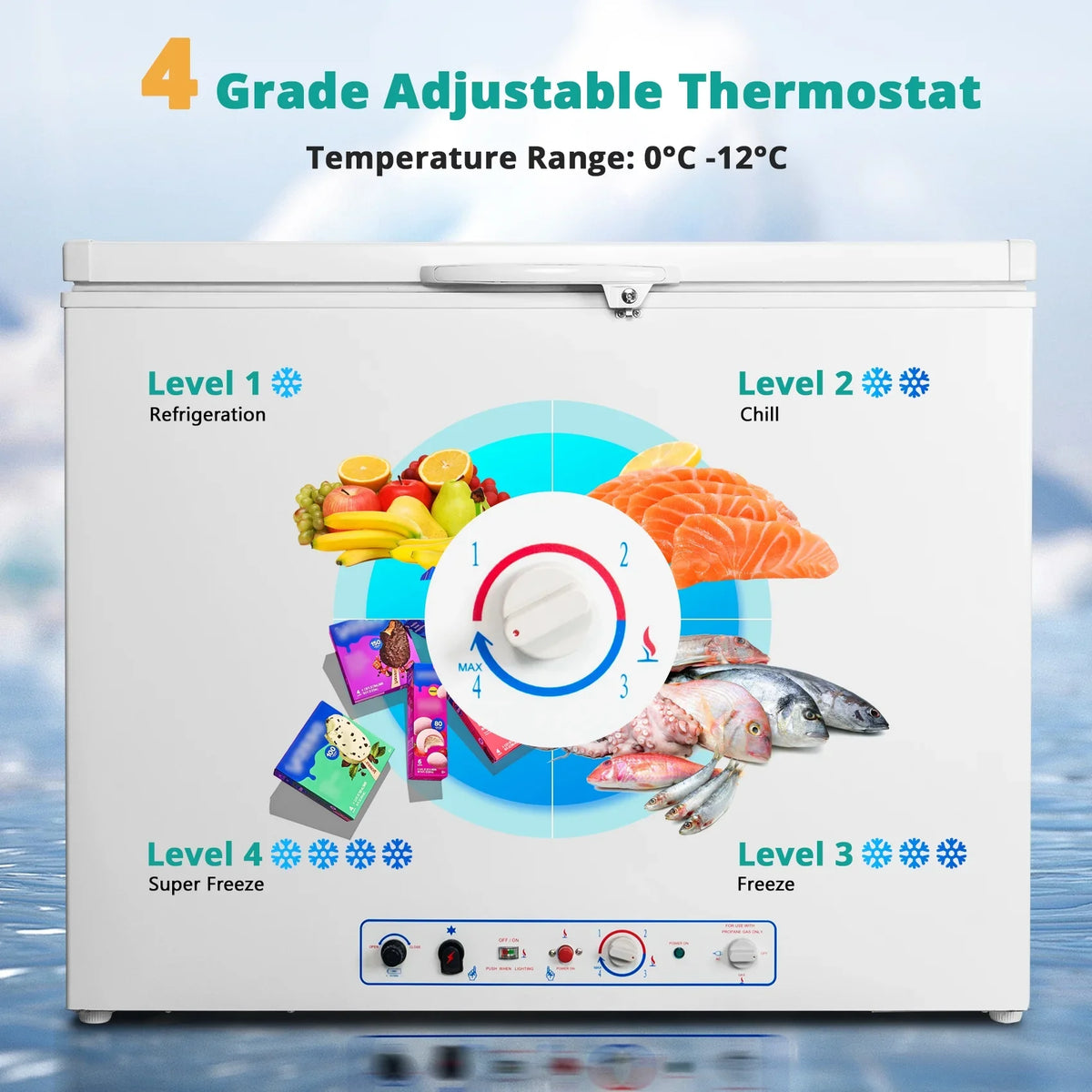 7 Cu ft Chest Freezer, LPG/110v 2 Way Propane Off Grid Lock and Top Open Door Outdoor Camping White - image 6