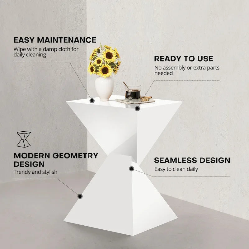 Contemporary Acrylic Accent End Table for Outdoor Use - Dimensions: 18.11"H x 12.6"W x 12.6"L - image 13