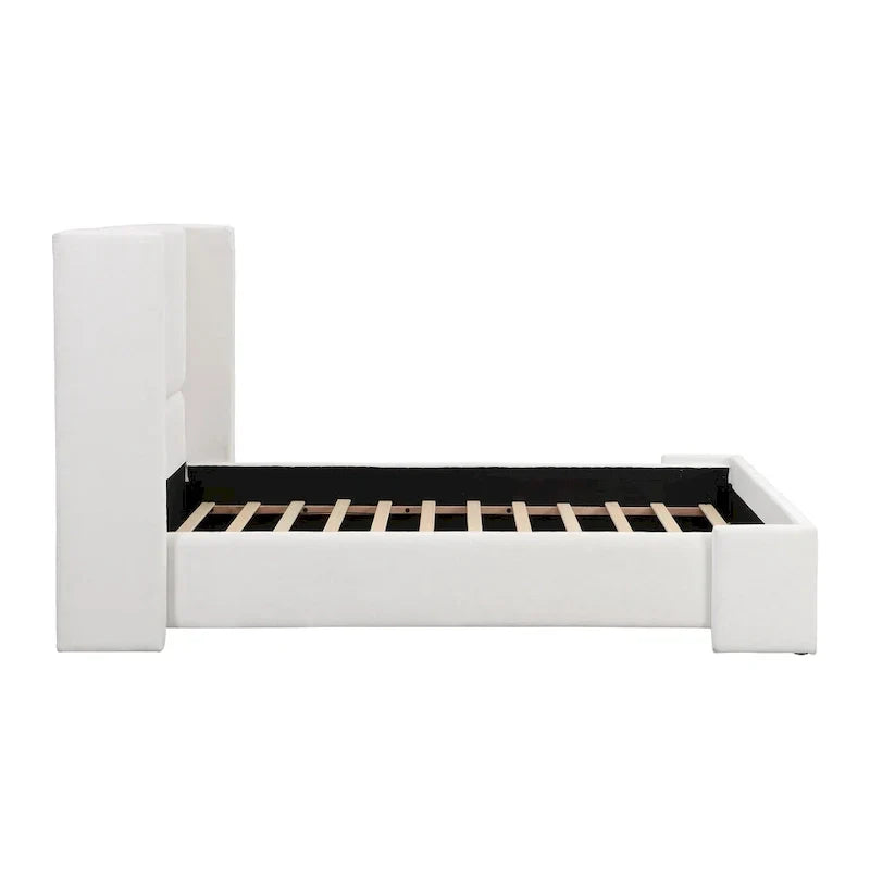 Upholstered Platform Bed with Wingback Headboard and Slat Support - image 8