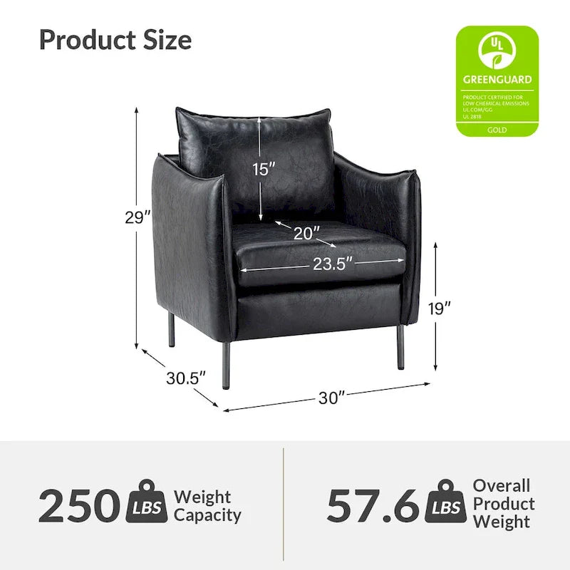 Set of 2 Jaime Modern Vegan Leather Accent Chairs with Metal Legs by HULALA HOME - image 32