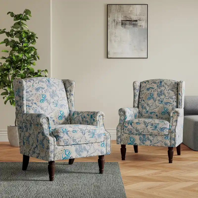 Pair of Stylish Upholstered Accent Chairs with Patterns for Living Room - image 6