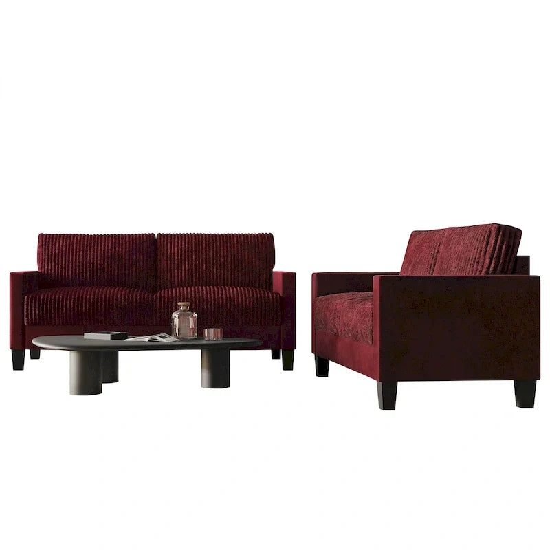 CraftPorch Velvet Upholstered Mid-Century Modern Corduroy 2-Piece Living Room Set - image 8
