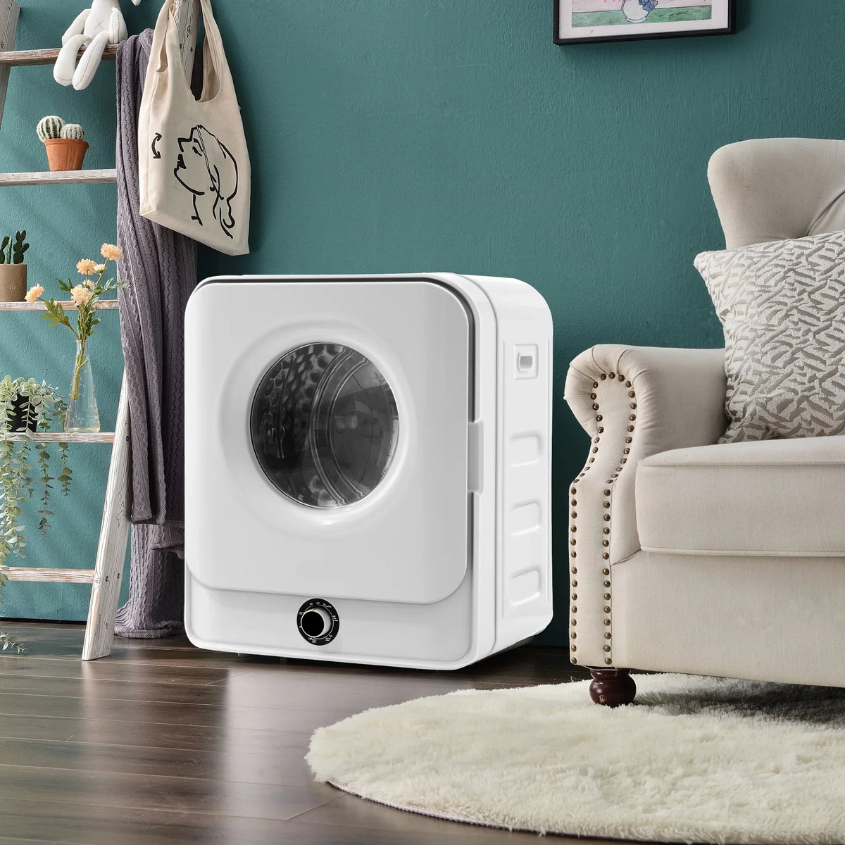 1.95 Cu.ft Front Load Clothes Dryer, Portable Compact Dryer 830W, 5 Drying Modes, Stainless Steel Drum, with Overheat Protection, Dust Removal, Deodorization and Lint Removal Functions, White - image 8