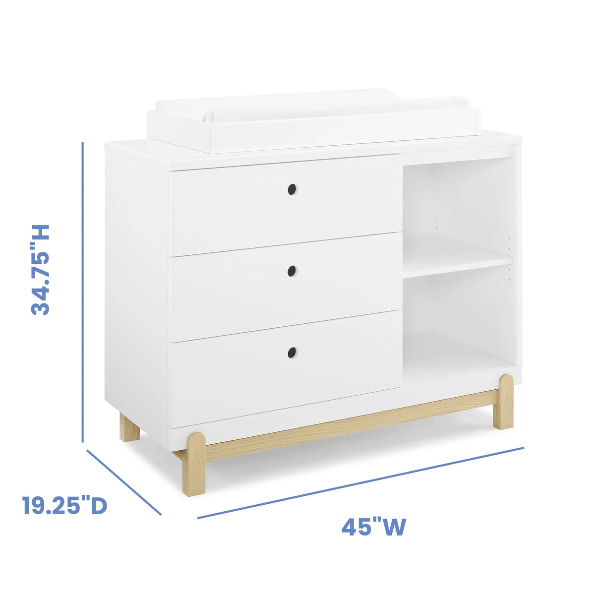 Delta Children Poppy 3 Drawer Dresser with Cubbies and Interlocking Drawers, Bianca White/Natural - image 8