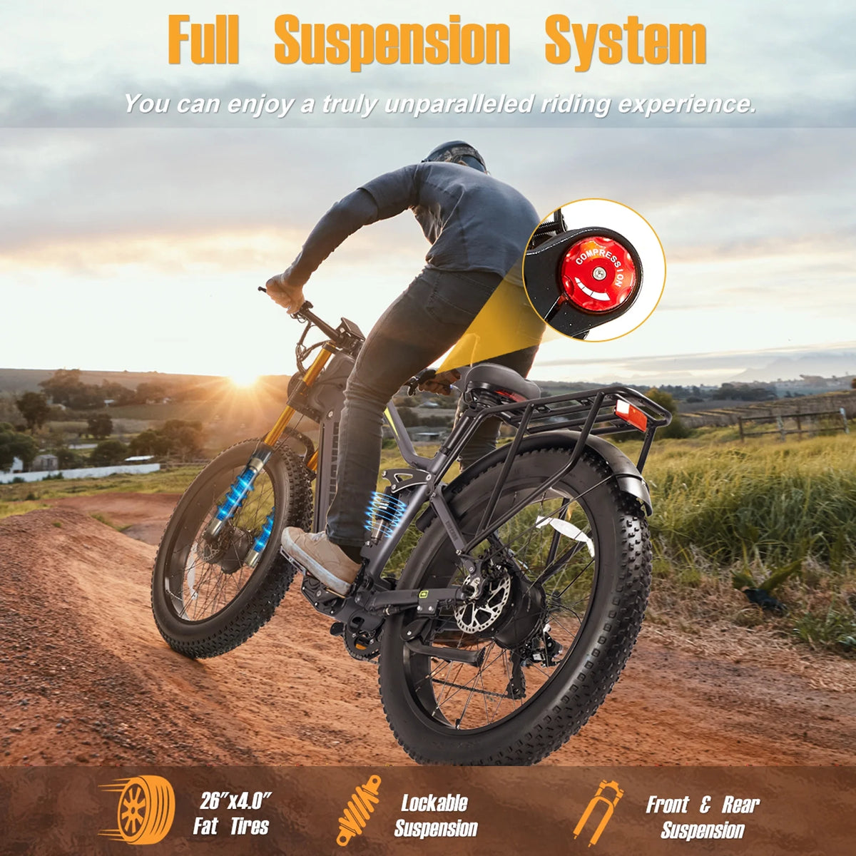 Electric Bike for Adults 26'', 1000W E - Mountain Bike 48V 30/20ah UL2849 Removable Battery, Fat Tire Ebike up to - image 6