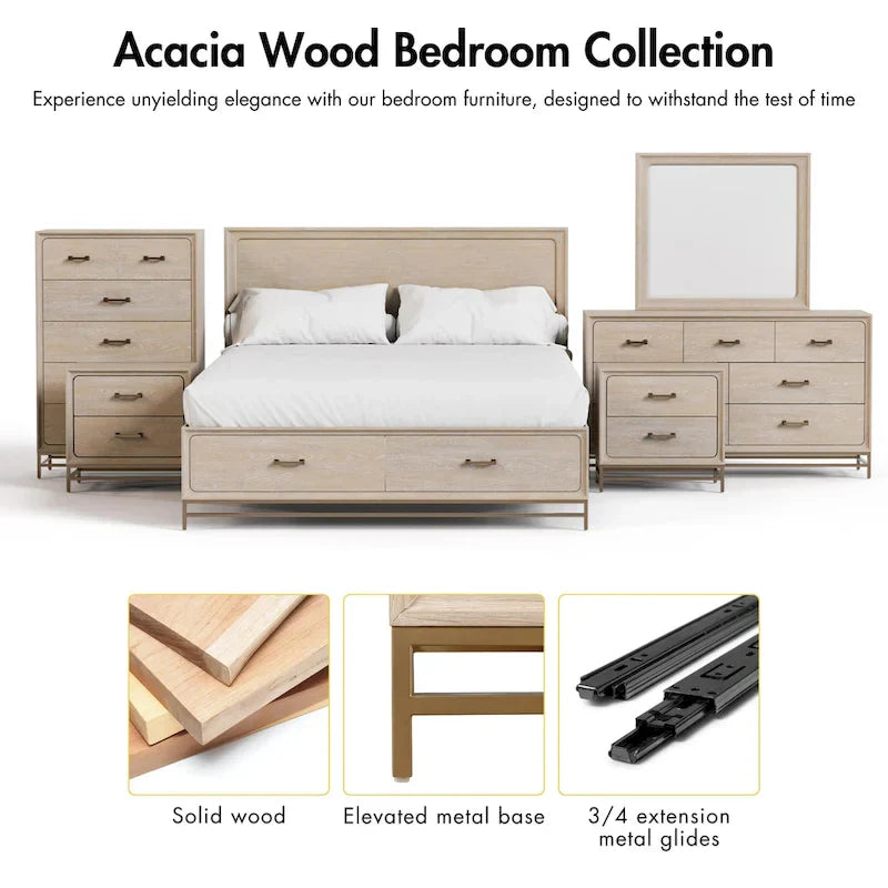 Drayden Transitional Solid Wood 7-Drawer Dresser with Metal Legs by Furniture of America - image 6