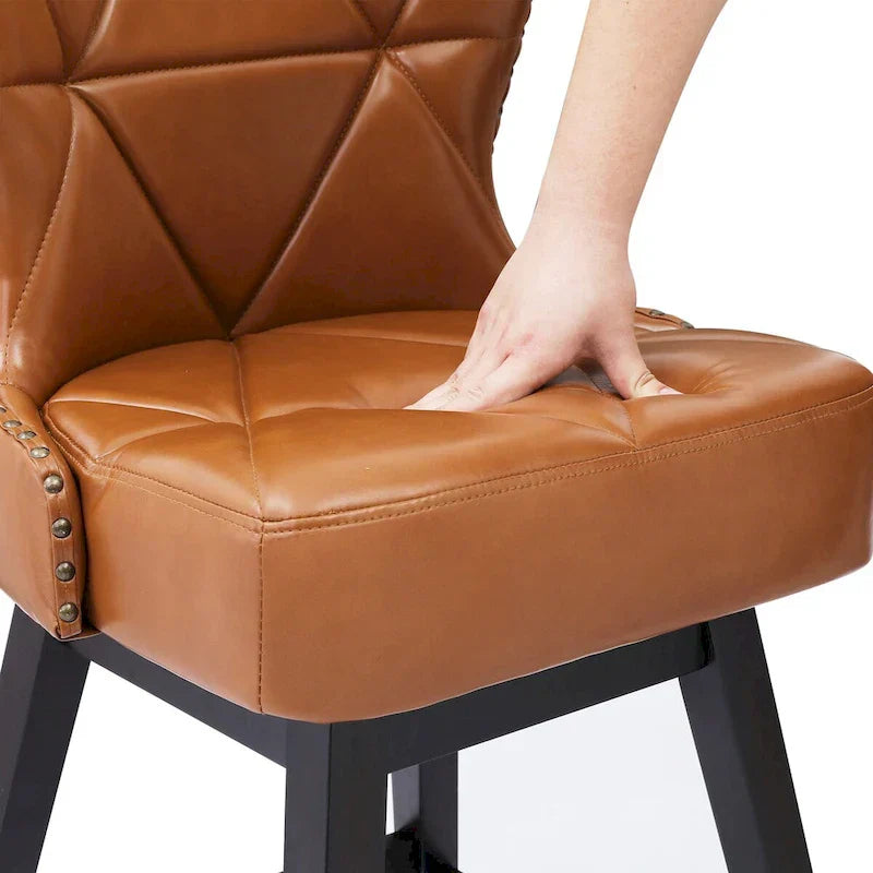 LUE BONA Set of 4 Mid-Century Modern 26-Inch Swivel Counter Stools with Faux Leather and Fabric Upholstery for Kitchen Island - image 38