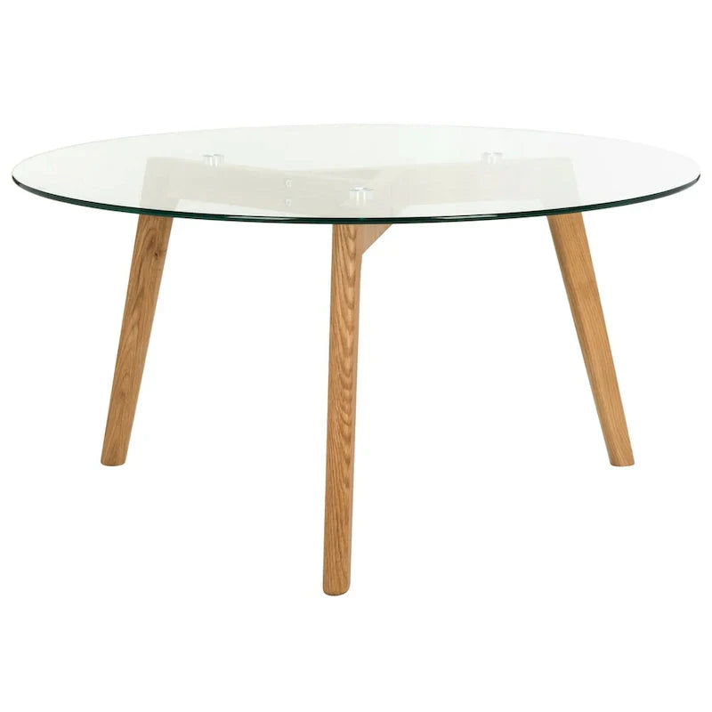 SAFAVIEH Rachelle Mid-Century Round Glass Coffee Table - Dimensions: 35.4" W x 35.4" D x 17.7" H - image 6