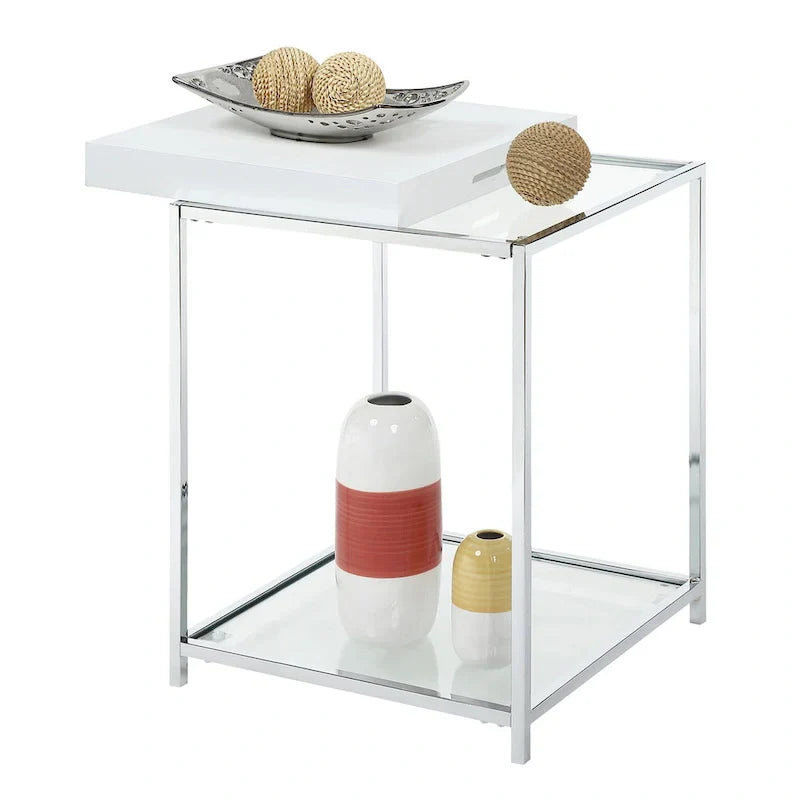 Palm Beach End Table with Shelf and Detachable Trays by Convenience Concepts - image 2
