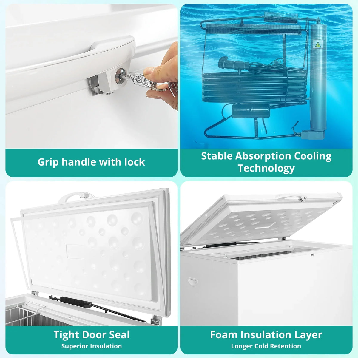 7 Cu ft Chest Freezer, LPG/110v 2 Way Propane Off Grid Lock and Top Open Door Outdoor Camping White - image 4
