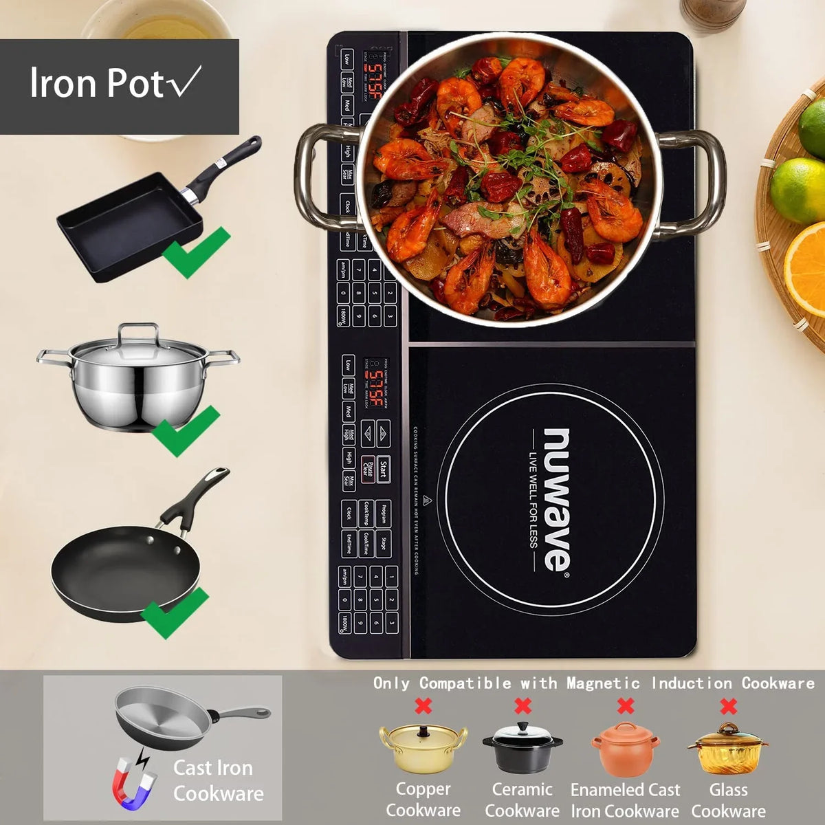 NuWave Electric Double Induction Cooktop 8- Portable Ultrathin with Sensor Touch Precision Induction Cooktop Burner, Home - image 2