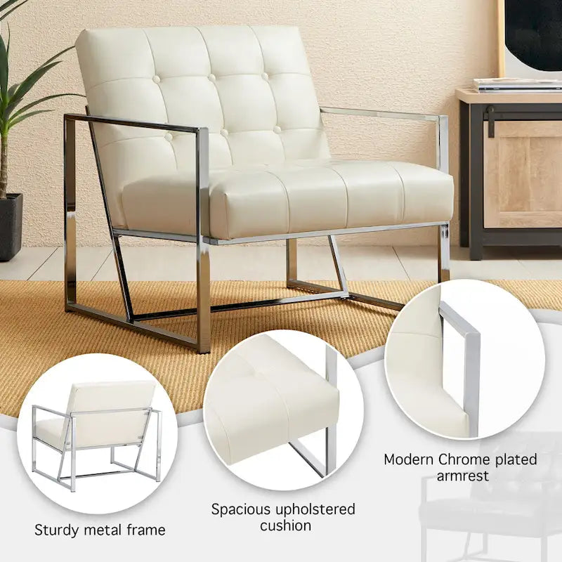 Glitzhome Set of 2 Mid-Century Tufted Accent Chairs in 29.25W PU Leather - image 37