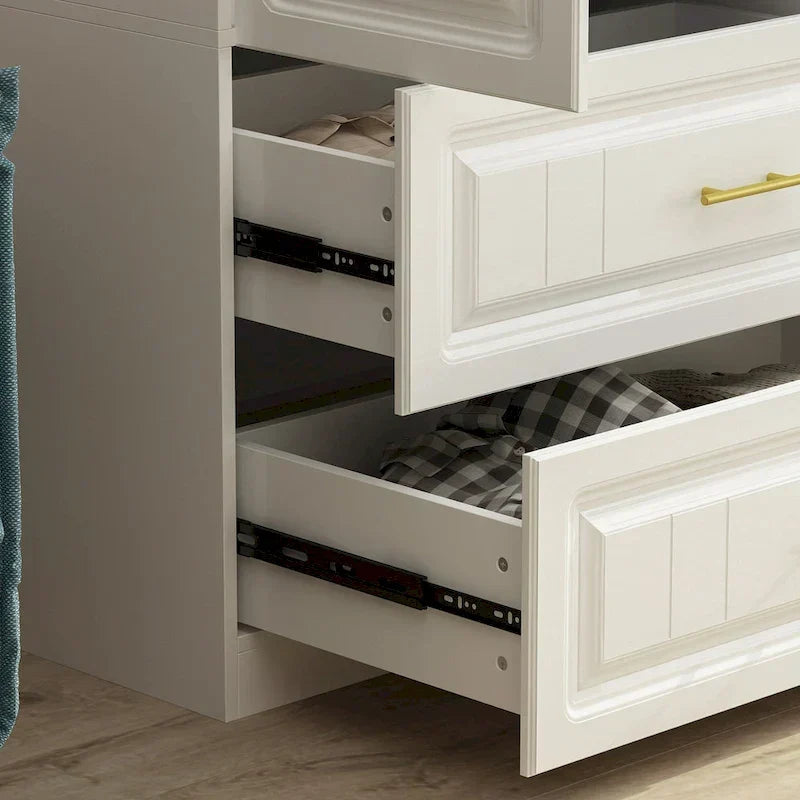 Modern Wardrobe Armoire with Hanging Rod Shelves and Drawers - image 11