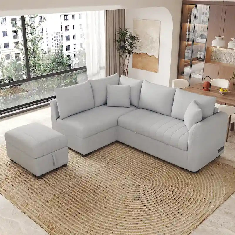 Roomfitters L-Shaped Sleeper Sofa with USB Ports, Power Outlets, and Versatile Storage Ottoman - image 26